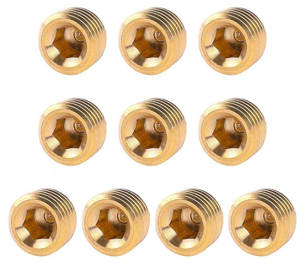 10 Pcs 1/4" NPT M Pipe Plug Fitting Set, Brass Hex Counter Sunk Inter Hex Socket